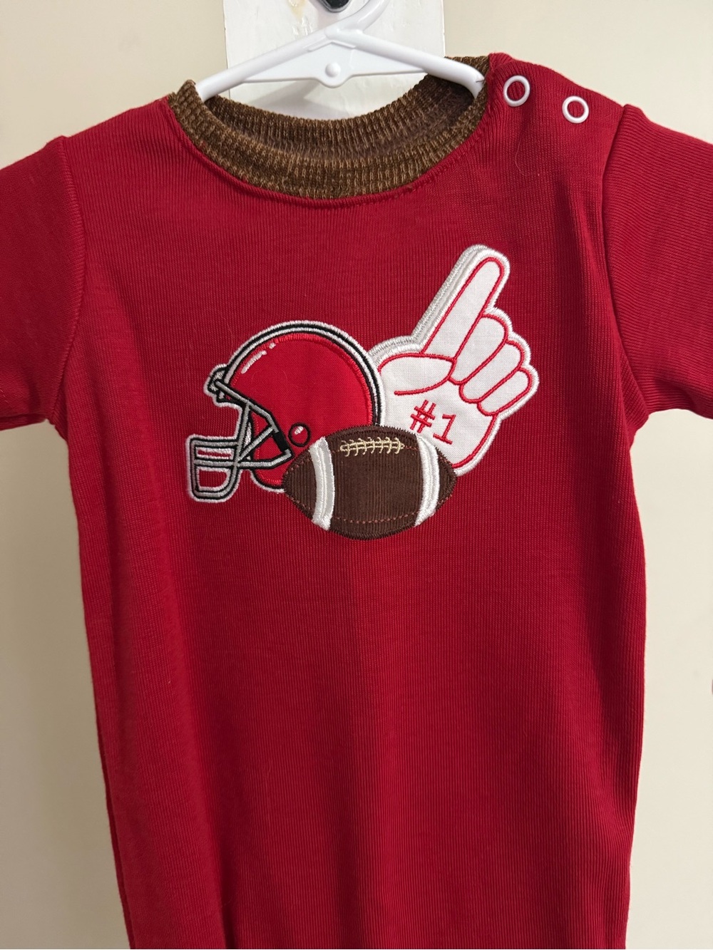 NWT Ricrac & Ruffles Football Romper - Picture 3 of 12